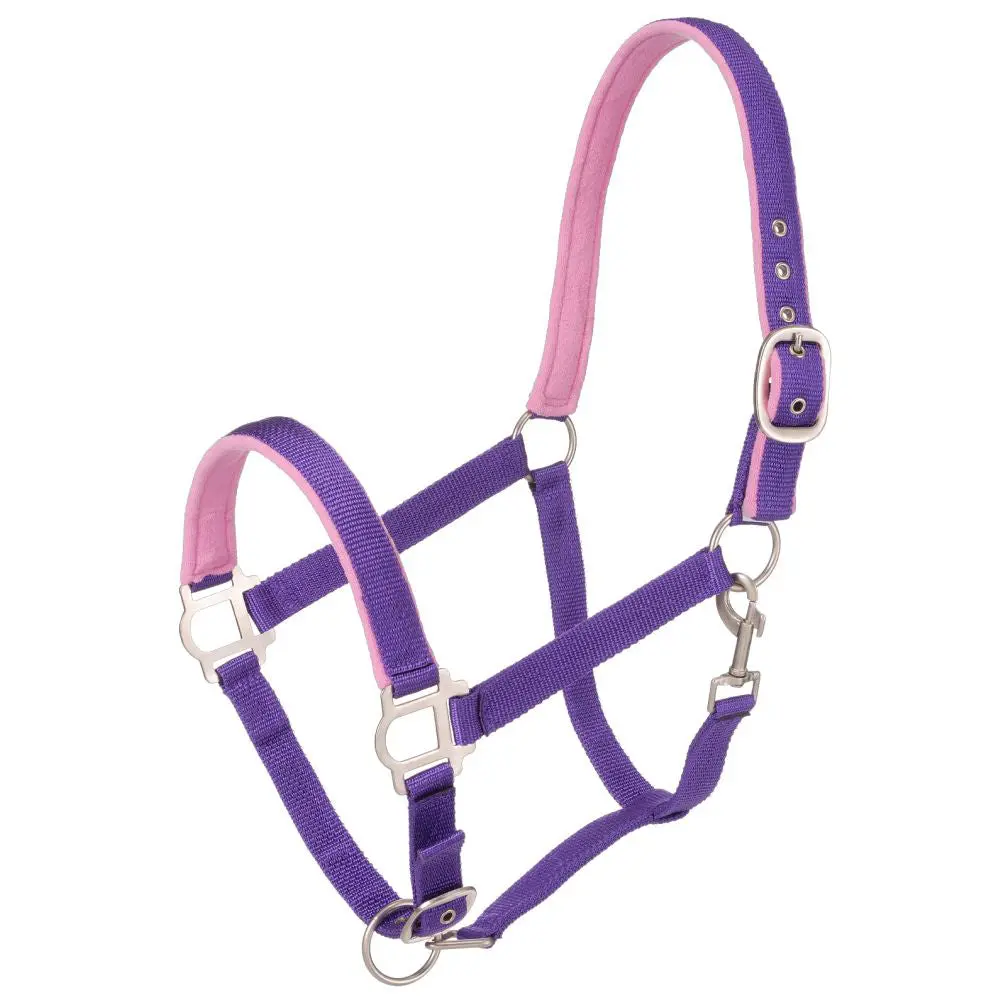 Tough 1 Nylon Padded Horse Halter With Satin Hardware Purple 1