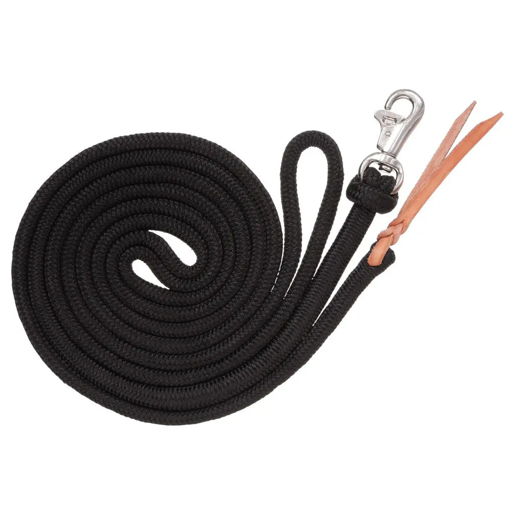 Tough 1 14 Ft. Training Lead Rope With Triggerbull Snap Leather Popper Black 1
