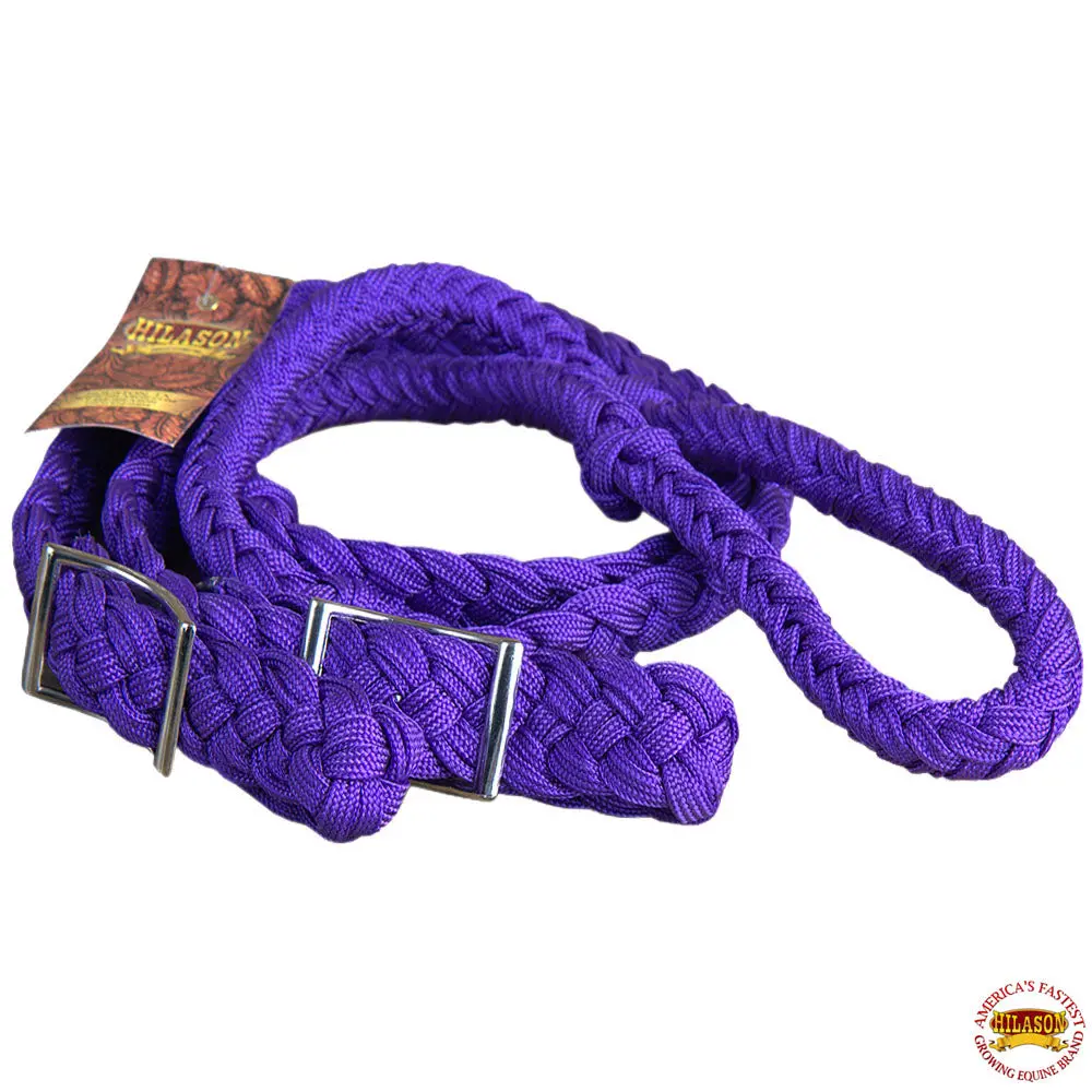 Hilason Braided Poly Barrel Racing Contest Reins Flat 1" X 8Ft Purple 2