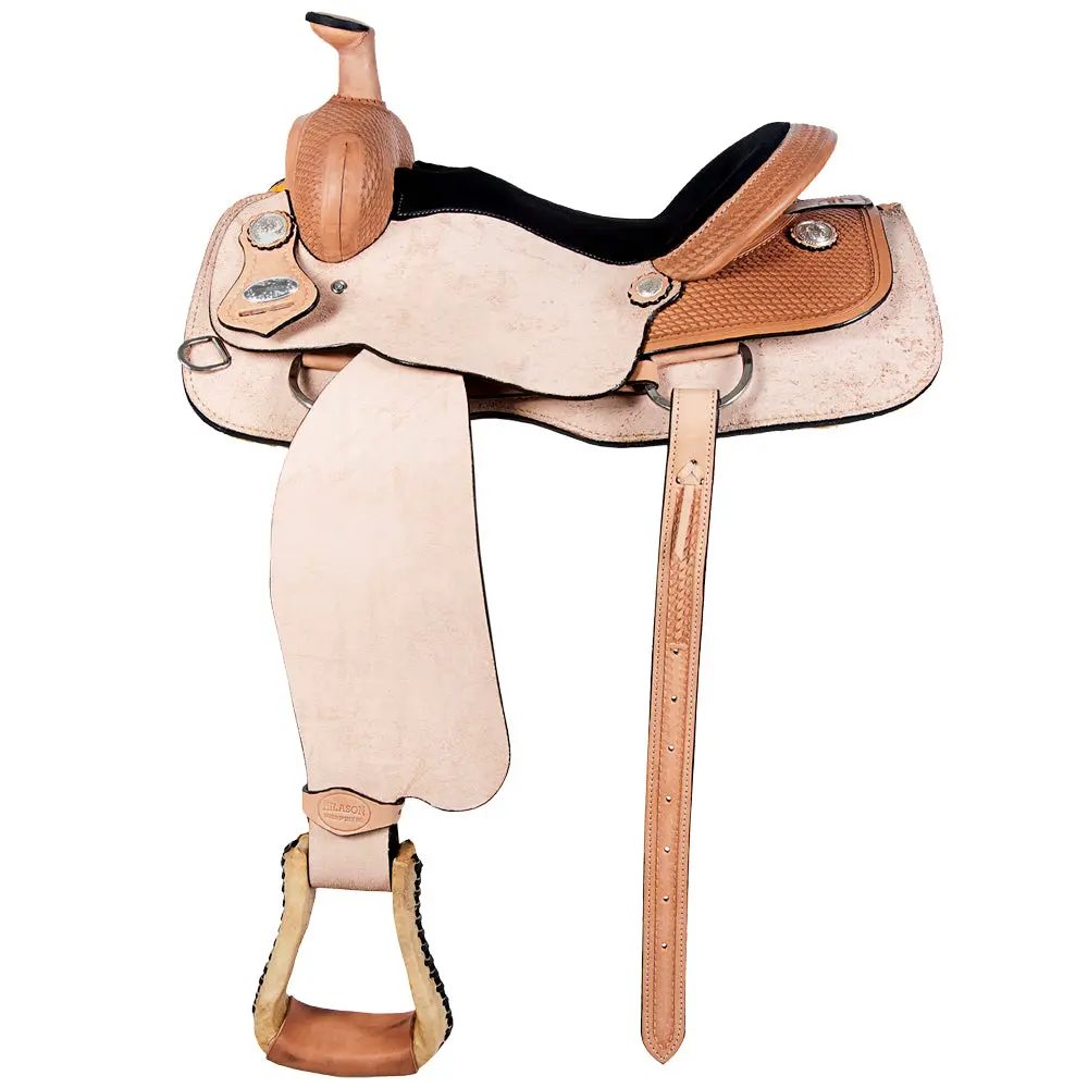 Hilason Western Horse Saddle American Leather Ranch Roping Cowboy Rough Out Tan | Hand Tooled Wade & For Horses 1