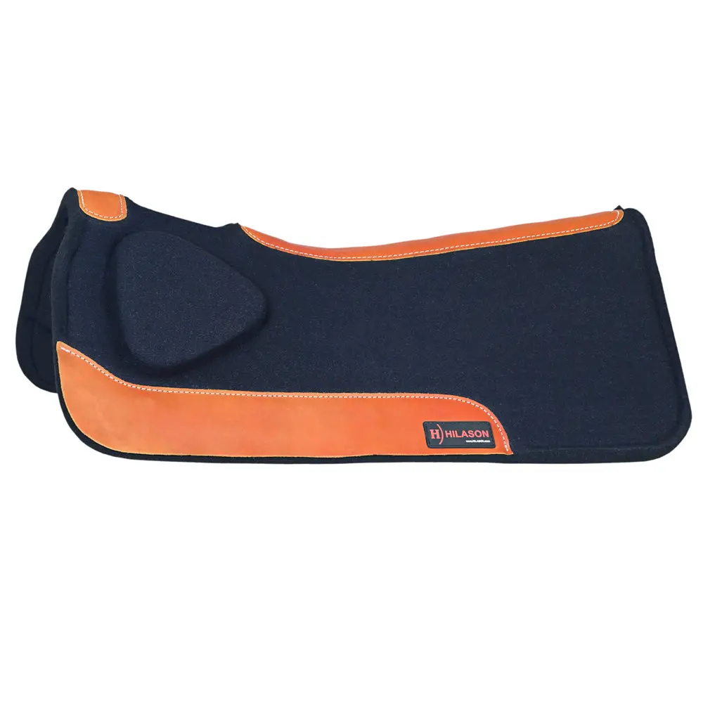 Hilason Western Wool Felt Horse Saddle Pad W/ Distressed Wear Leather | For Horses 1