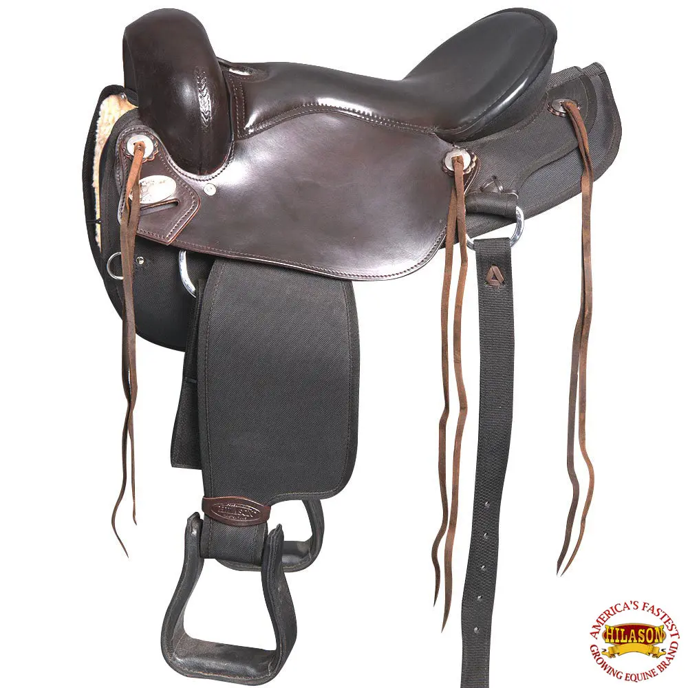 Hilason Gaited Western Trail Pleasure Endurance American Leather Saddle Dark Brown | Horse Treeless For Horses 2