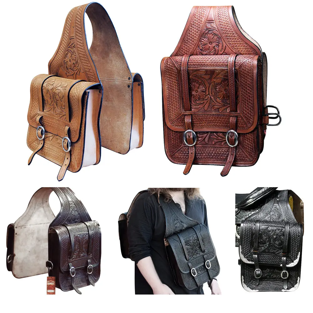 11 X 10.5 In Horse Western Saddle Bag Leather Cowboy Trail Ride Hilason 1