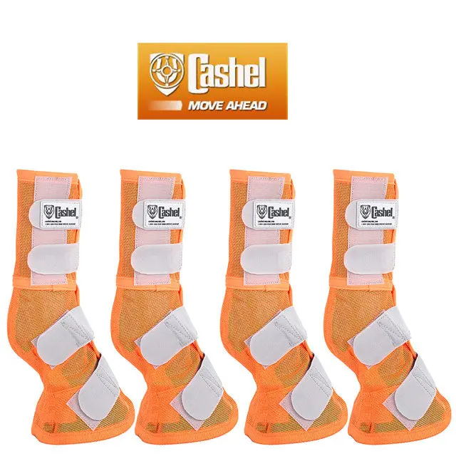 4 Pack Cashel Fly Warmblood Horse Leg Guard Cool Mesh Boots Orange 1