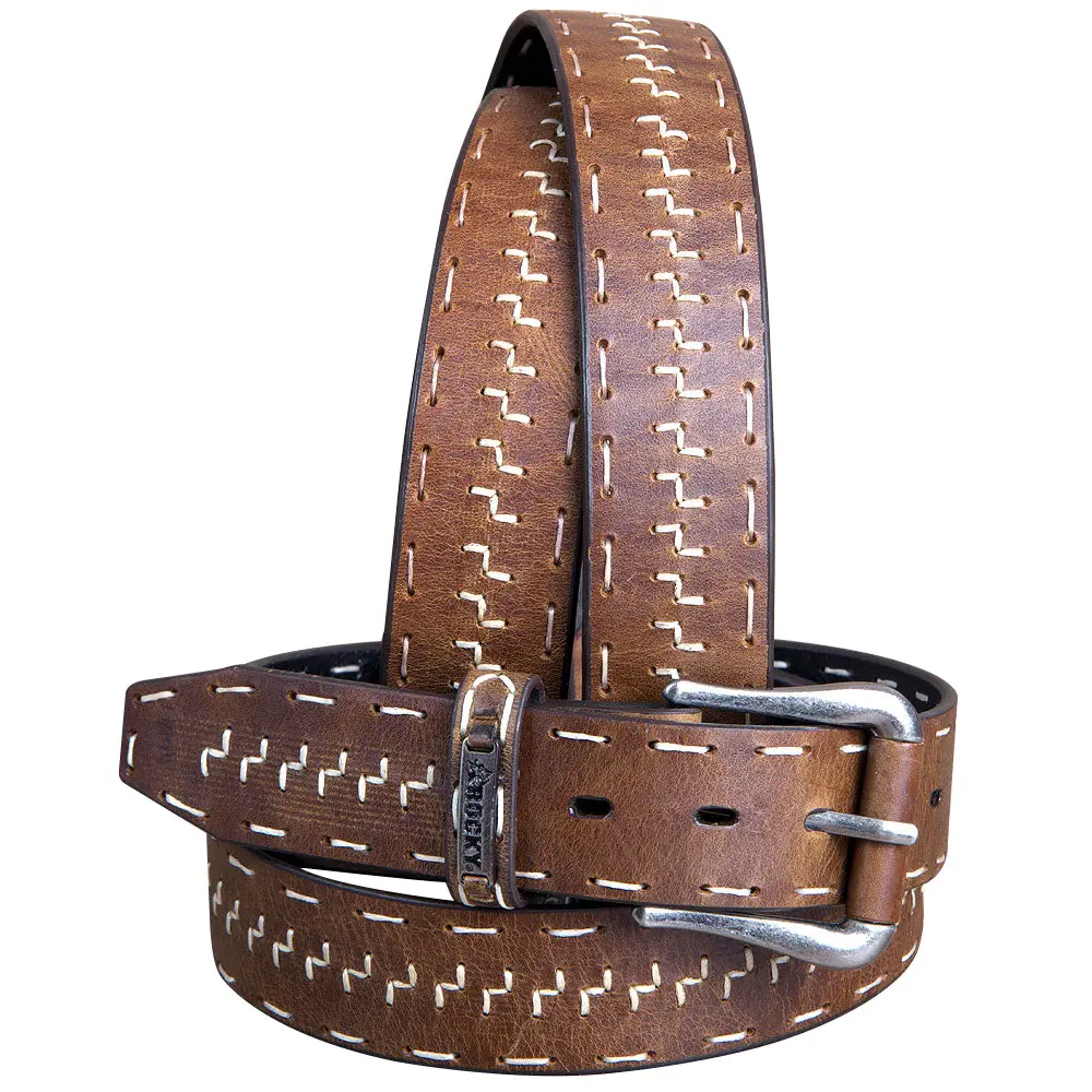 Men's Full-Grain Distressed Dark Brown Leather Belt Antique Silver Roller Buckle 1