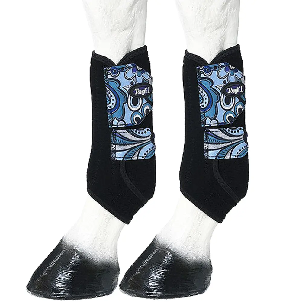 U-Black Royal Purple Medium Tough-1 Extreme Vented Horse Sport Boots Leg Paisley 1