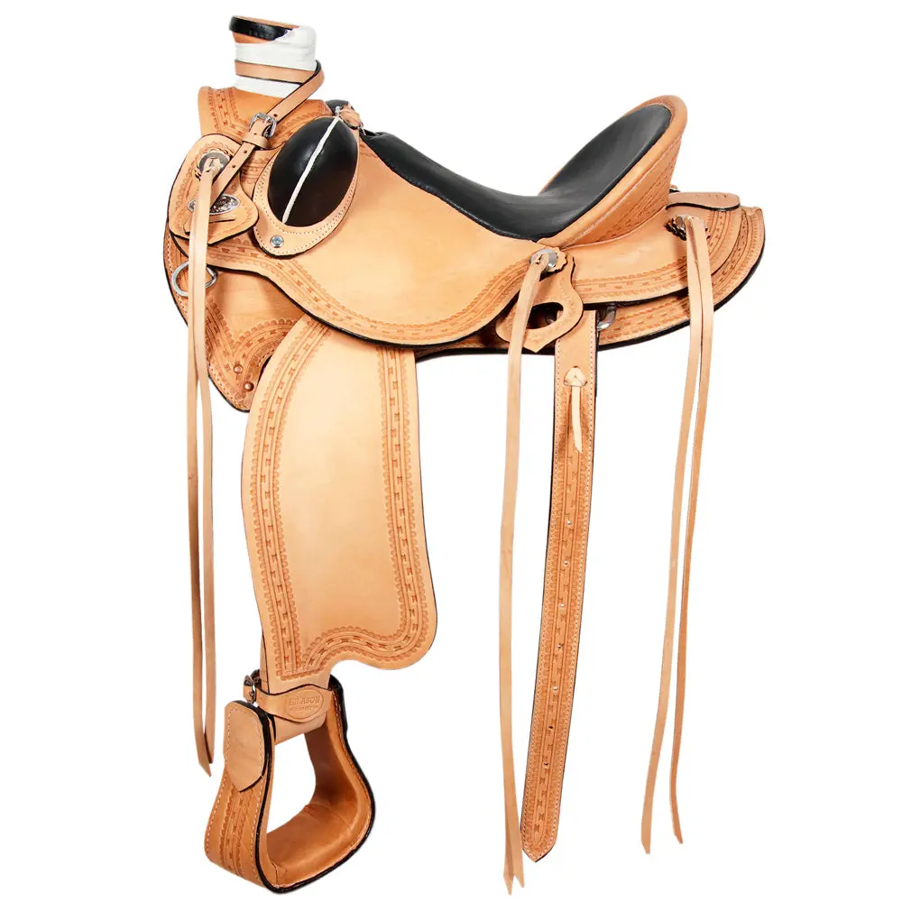 Hilason Western Horse Wade Saddle American Leather Ranch Roping Tan | Hand Tooled & For Horses 1