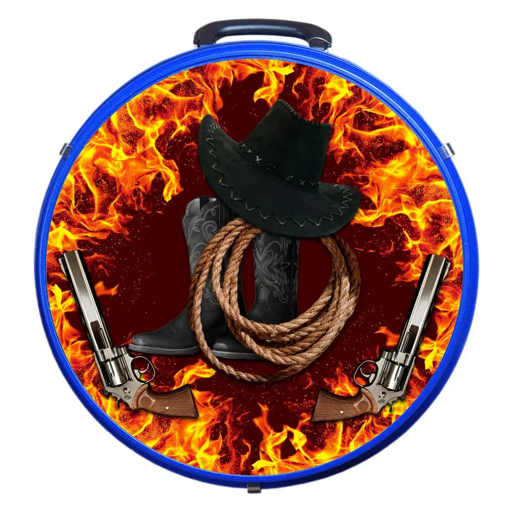 Hilason Medium 4 Rope Capacity Rope Can With Attractive Printed Genuine Leather Trim 1