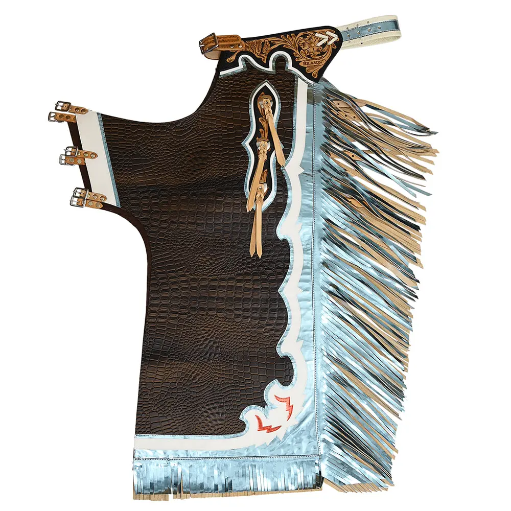 Hilason Bull Riding Alligator Print Genuine Leather Rodeo Western Chaps | For Men And Women Unisex 1