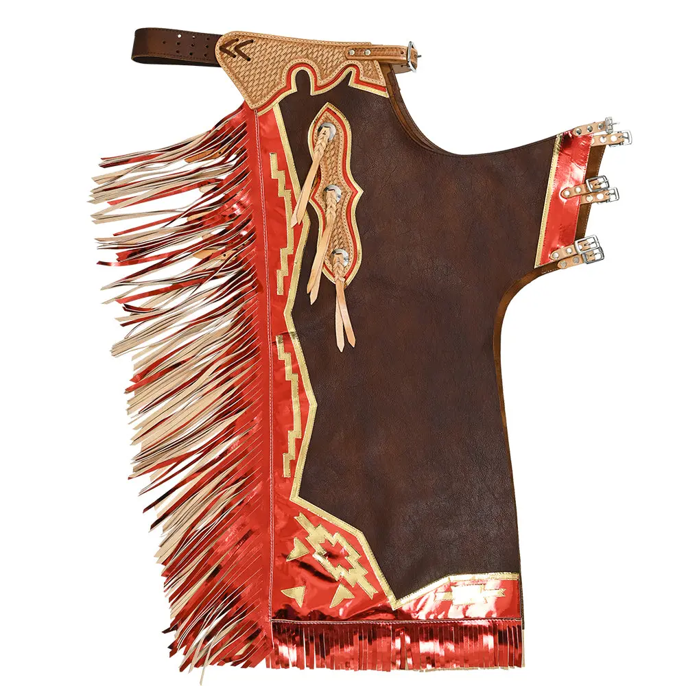 Hilason Pro Rodeo Bull Riding Chaps Smooth Genuine Leather Western Brown | For Men And Women Unisex 1
