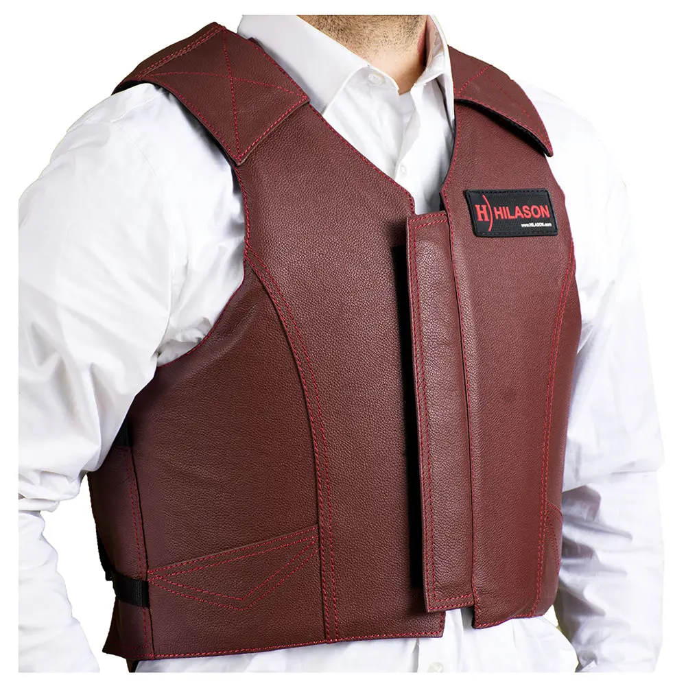 Hilason Safety Bull Riding Vest Protective Leather Maroon | Equestrian Unisex Rodeo Men & Women 1