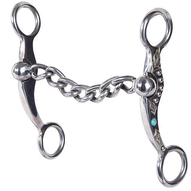 5 1/4" Professional Choice Silver Feather Shank Chain Horse Mouth Bit 1