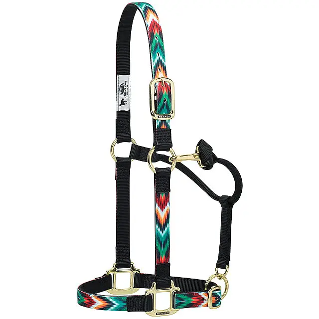 Large Weaver Adjustable Chin Throat Snap Nylon Horse Halter Black Chevron 1
