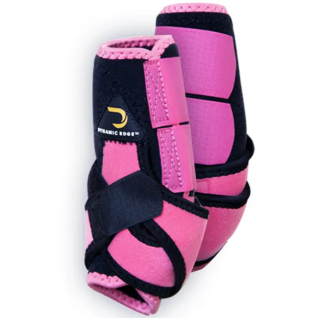 Small Dynamic Edge 2 Tone Horse Front Leg Sports Boots Pair Black Pink 1