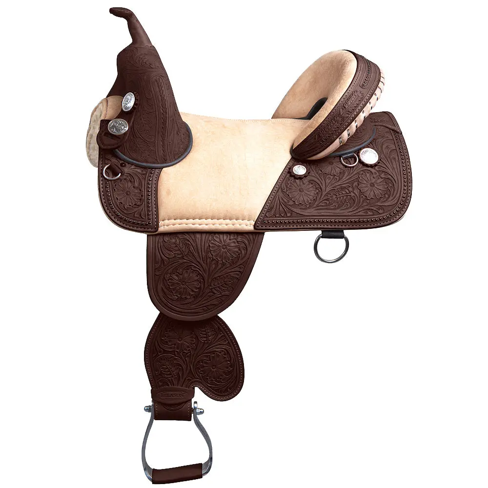 Hilason Treeless Western Trail Barrel Racing American Leather Saddle| Horse Saddle | For Horses 4