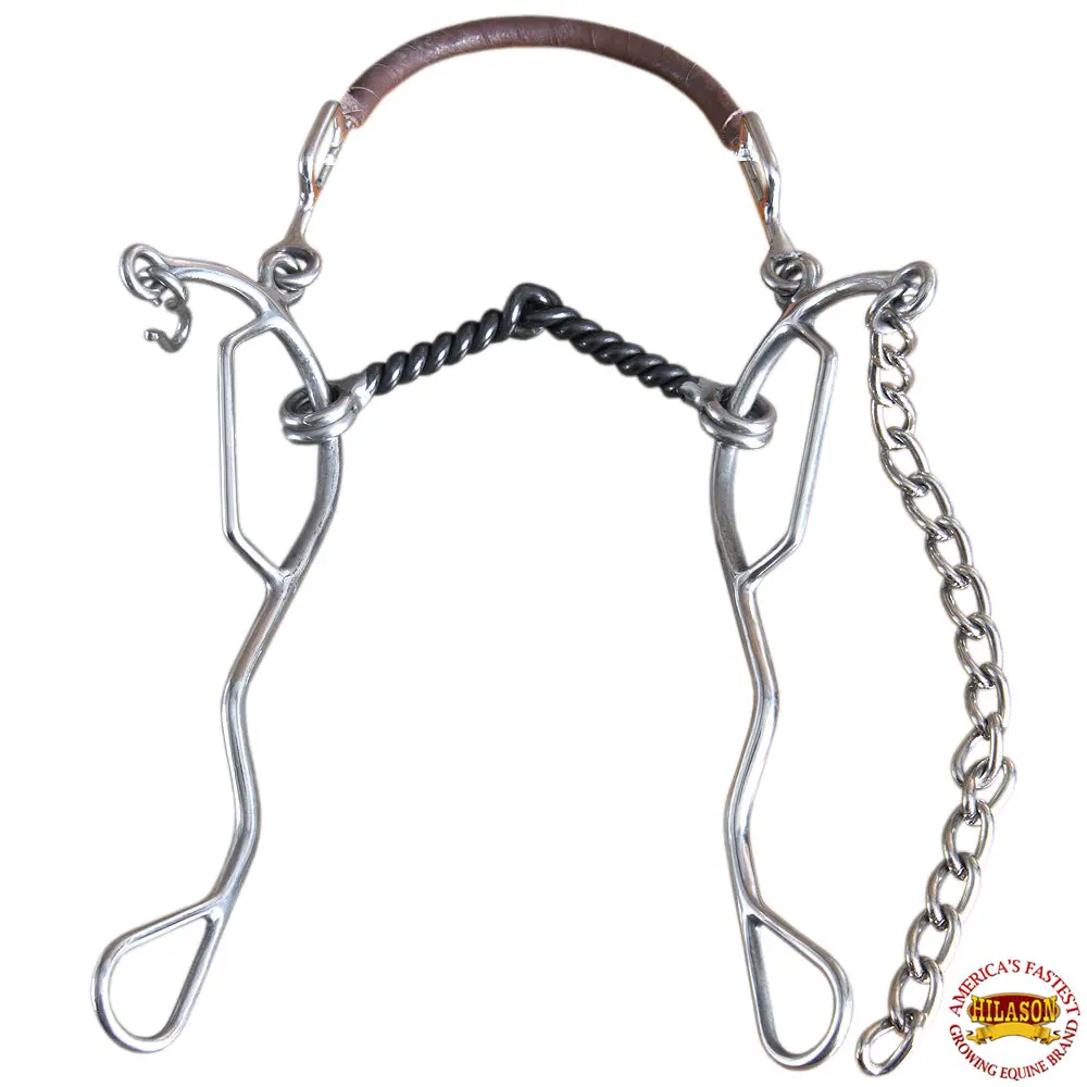 Hilason Western Horse Mouth Twisted Wire Hackamore Gag Bit W/ Curb Chain & Hook 1