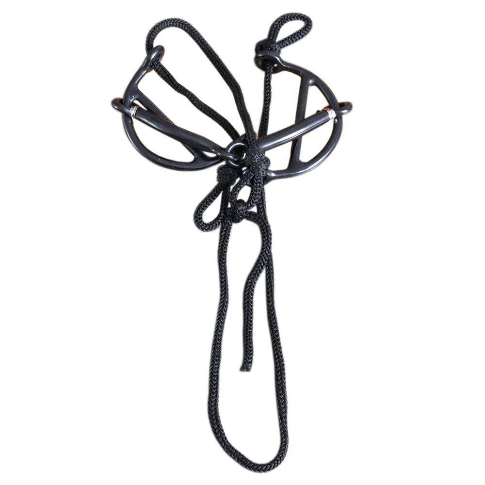 Hilason Western Black Steel 5-1/4" Horse Mouth Snaffle Gag Bit W/ Pp Strap 1