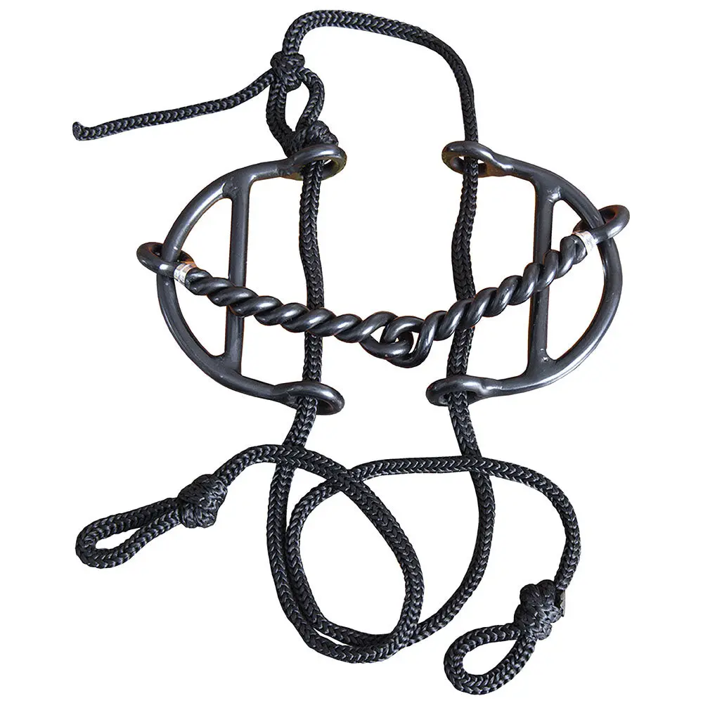 Hilason Western Black Steel 5-1/4" Horse Twisted Wire Mouth Gag Bit W/ Pp Strap 1