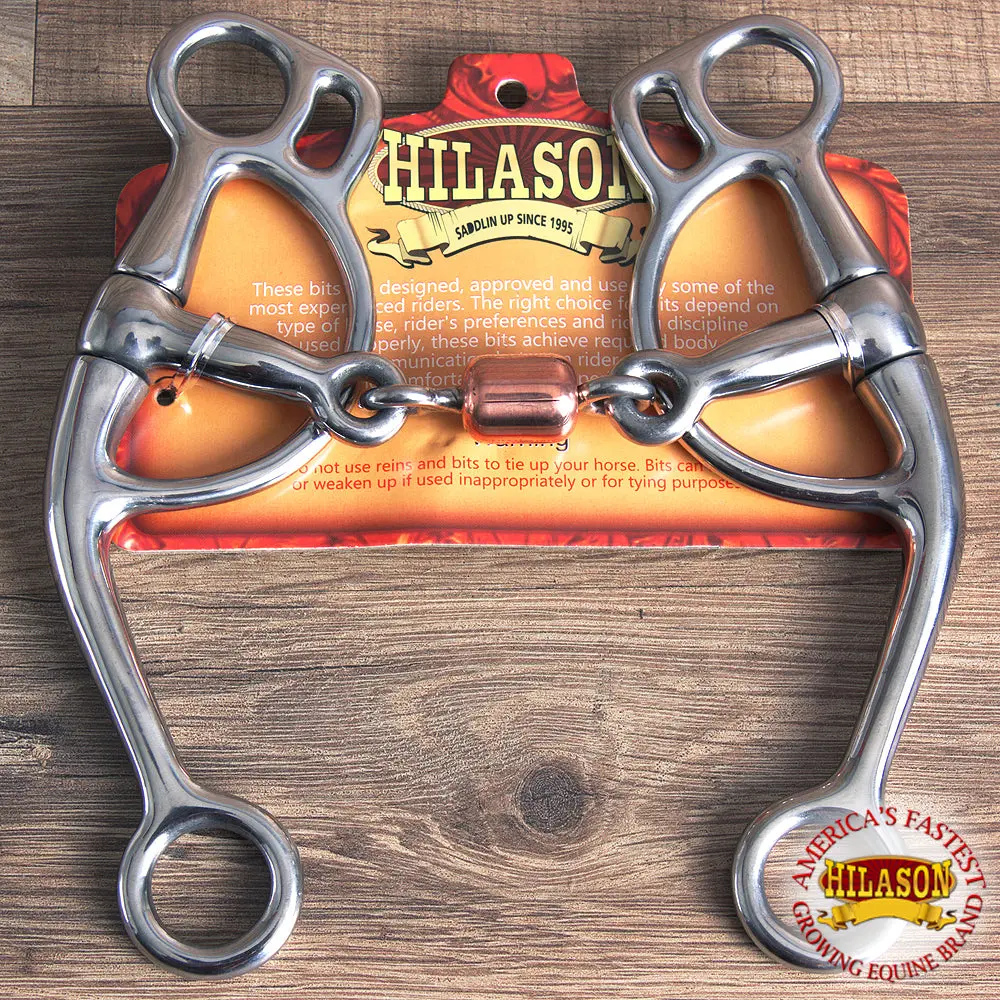 Hilason Stainless Steel Training Horse Bit Snaffle Mouth W/Sliding Copper Roller 1