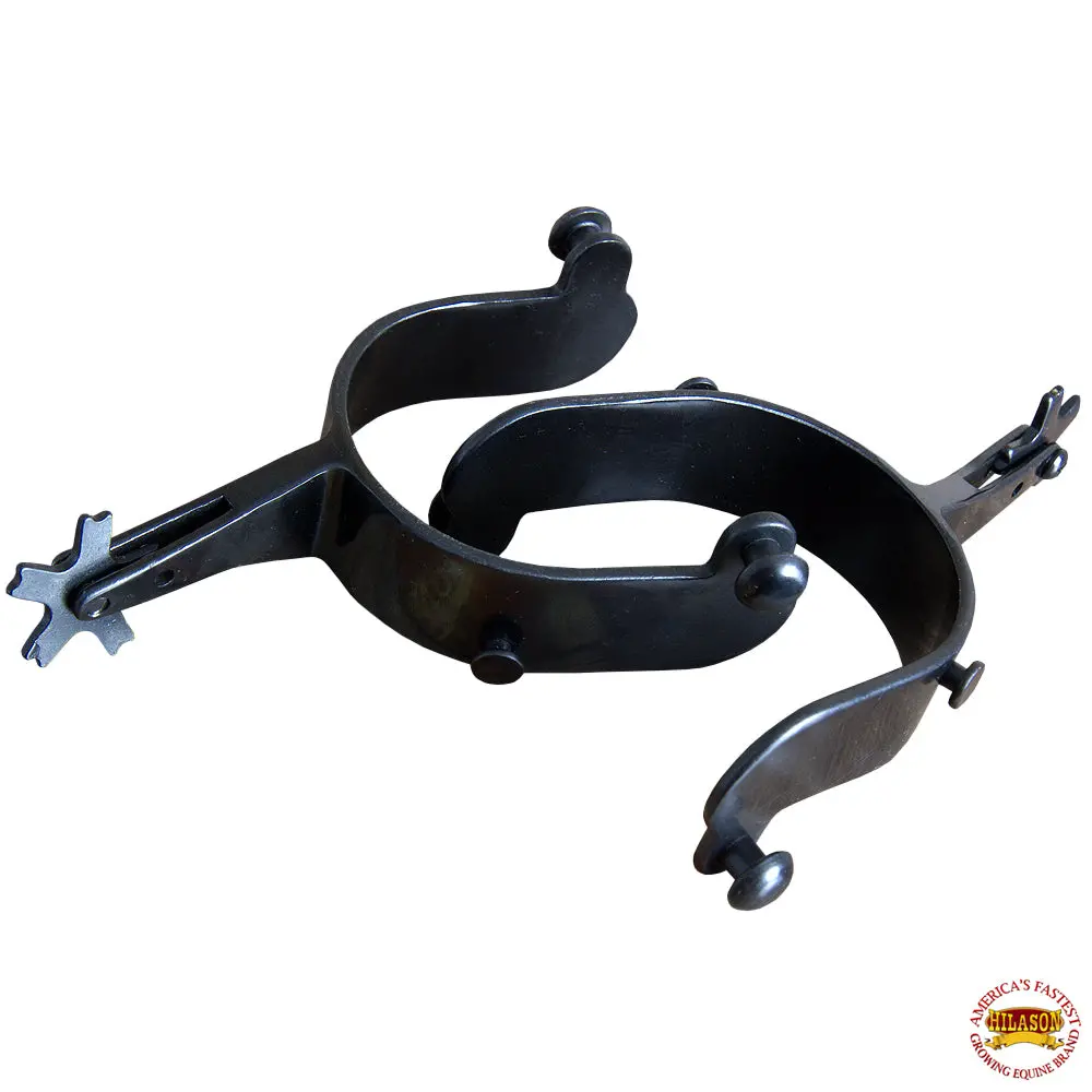 Hilason Black Steel Horse Riding Men Rodeo Spurs 30 Degree Offset 1