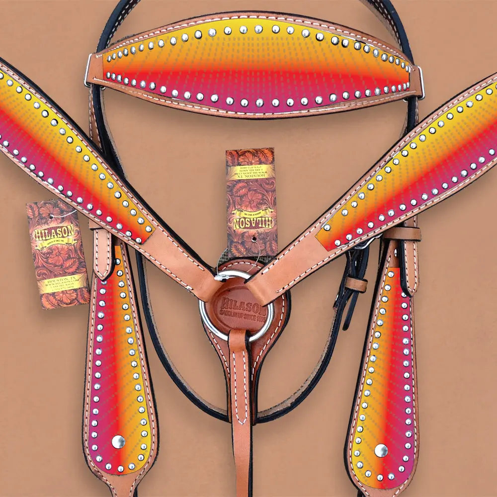 Hilason Western Horse Headstall Breast Collar Set Tack Genuine American Leather | Headstalls Bridle For Horses 1