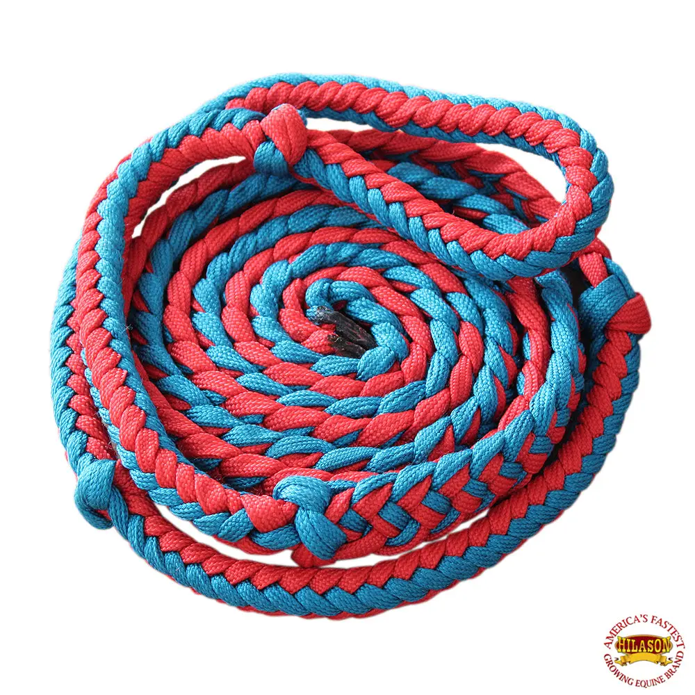 1" X 8Ft Hilason Braided Poly Barrel Reins Horse Racing Flat Grip Knots 14