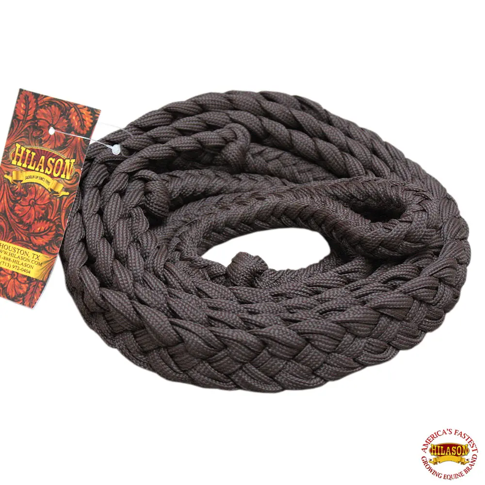 Hilason Braided Poly Barrel Racing Contest Reins Flat 1" X 8Ft Brown 1