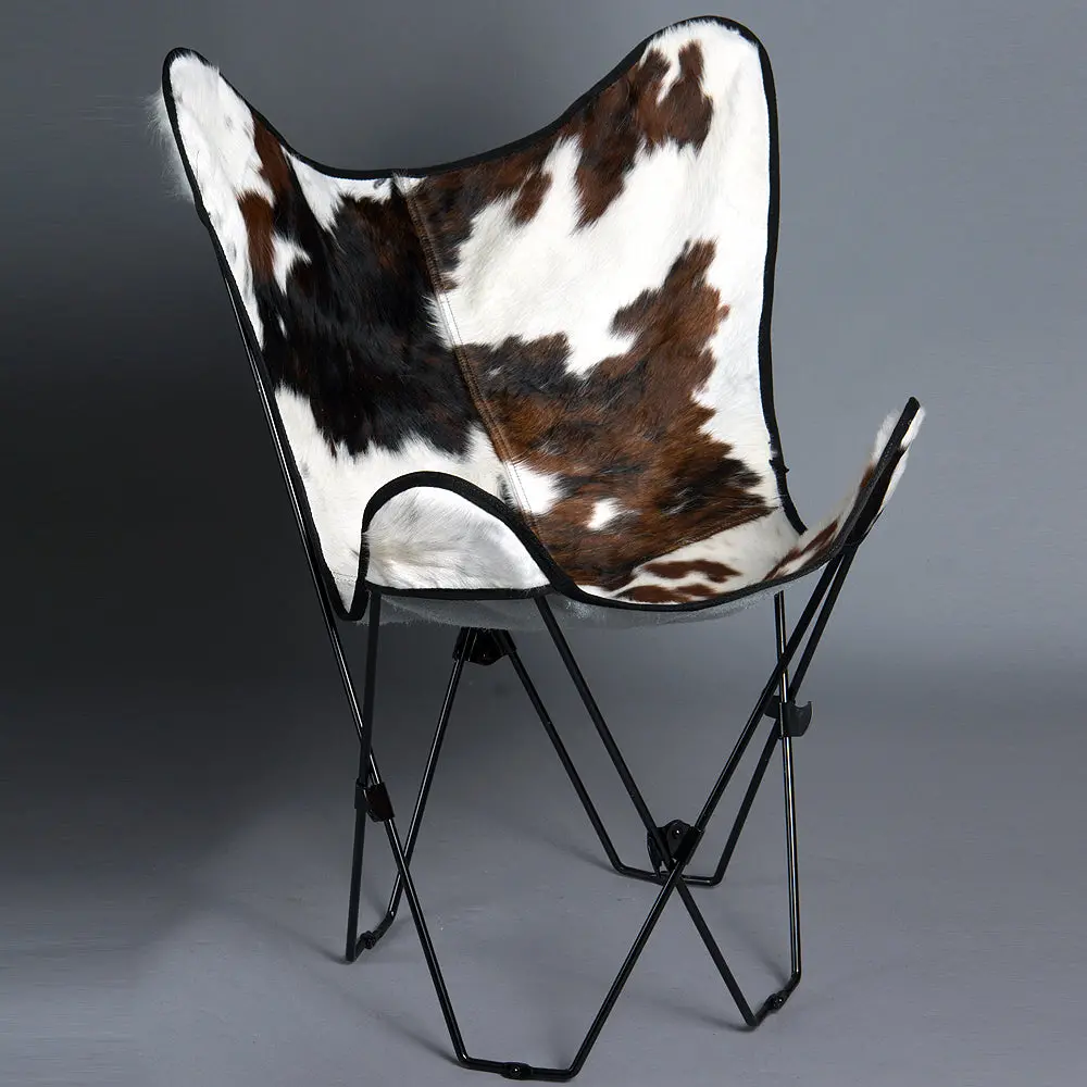 Genuine Leather Butterfly Chair Folding Lounge Modern Sling Accent Seat 1