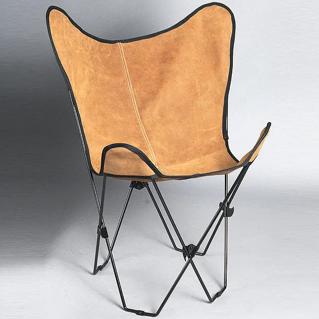 Made In Usa Genuine Leather Butterfly Chair Folding Modern Sling Seat 1