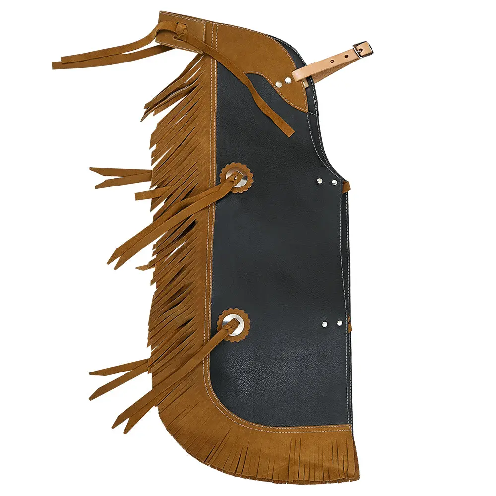 Hilason Pro Rodeo Bull Riding Chaps Leather Kids Junior Youth Black | For Men And Women Western Unisex 1