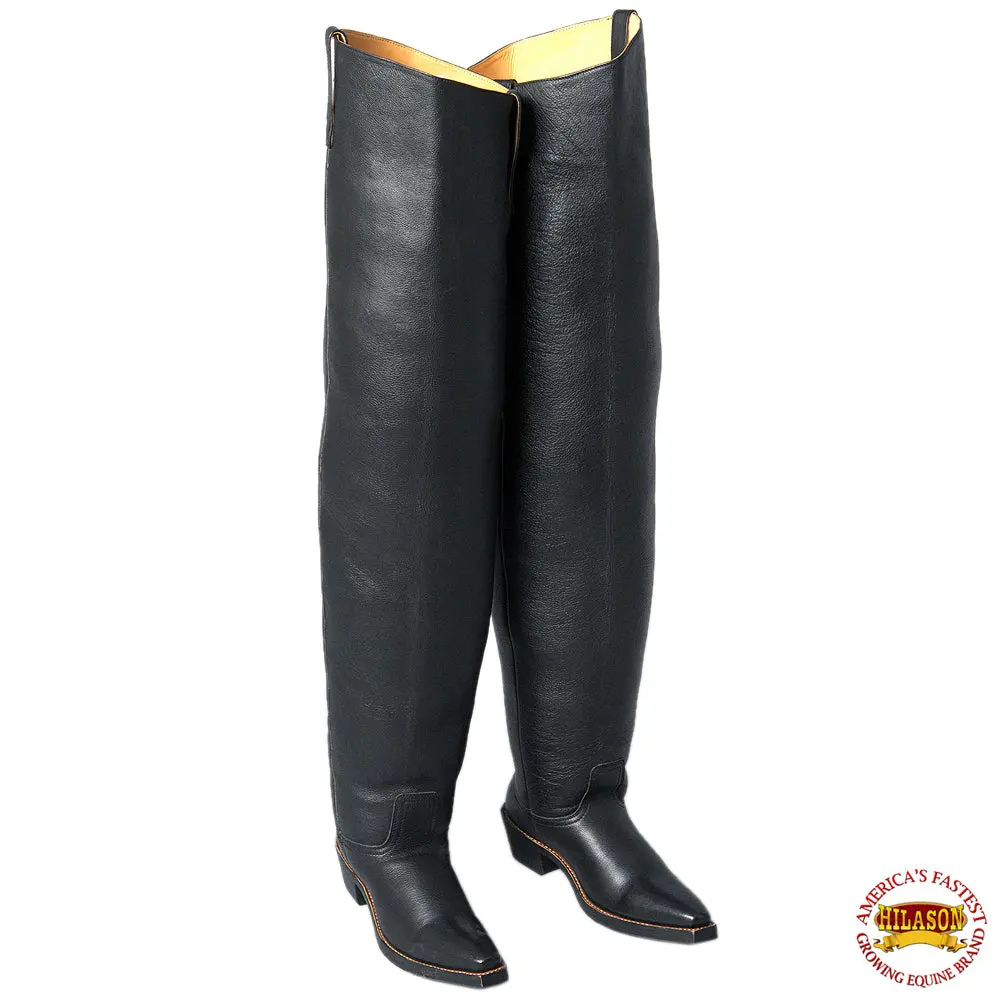 Hilason Black Biker Genuine Leather Men Thigh Long Boots Shoes 1