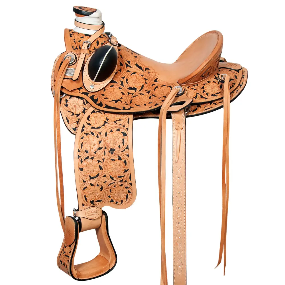Hilason Western Horse Wade Saddle American Leather Ranch Roping Tan | Hand Tooled & For Horses 1