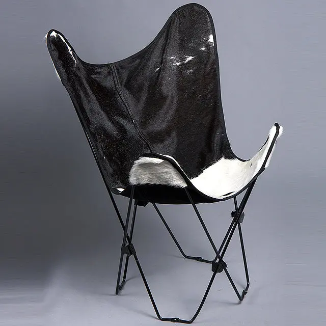 Made In Usa Genuine Leather Butterfly Chair Folding Modern Sling Seat 1