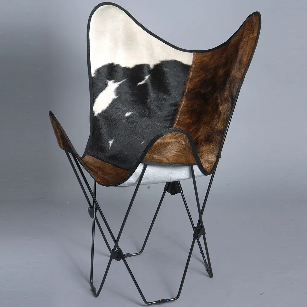 Made In Usa Folding Genuine Leather Butterfly Chair  Modern Sling Seat 1