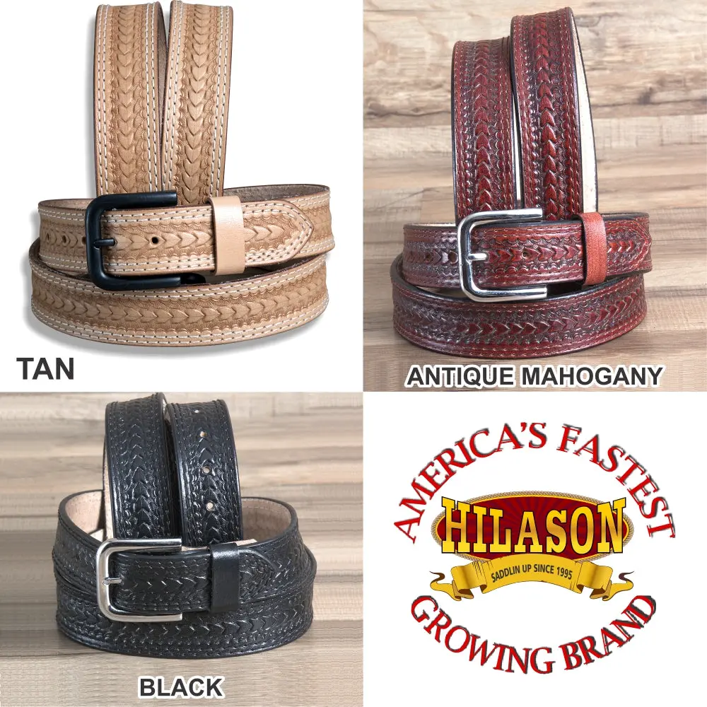 Hilason Western Genuine Leather Belt For Men Women Cowboy Cowgirl Handmade Unisex Full Grain Heavy Duty Tooled Jeans 1