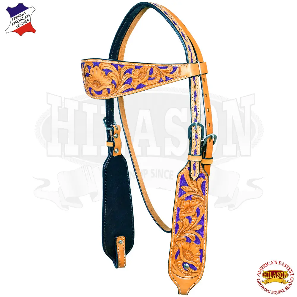 Hilason Western Horse Headstall Bridle American Leather Tan Floral Carved | For Horses Headstalls 1