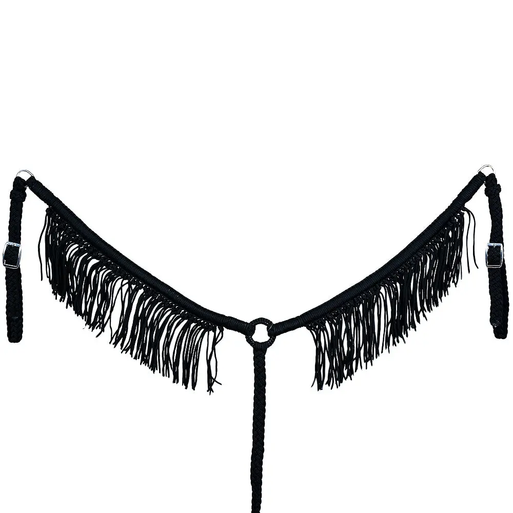 Horse Breast Collar Flat Braided Paracord With Fringes By Hilason 1