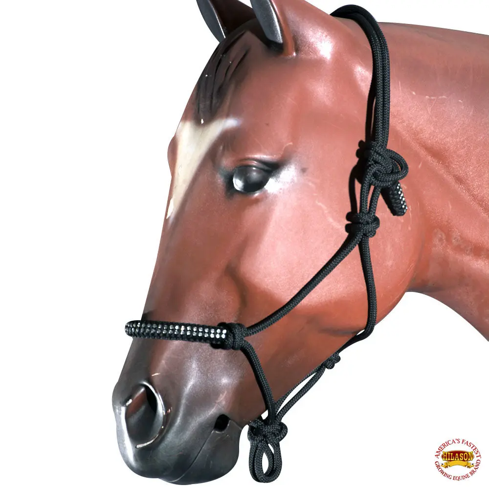 Hilason Western Horse Braided Poly Rope Crystal Accents Tack Halter 8