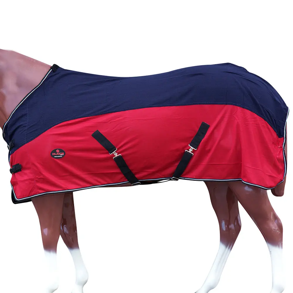 Hilason Western Horse Light Weight Comfort Durable Poly Fly Sheet Navy Blue & Red 1