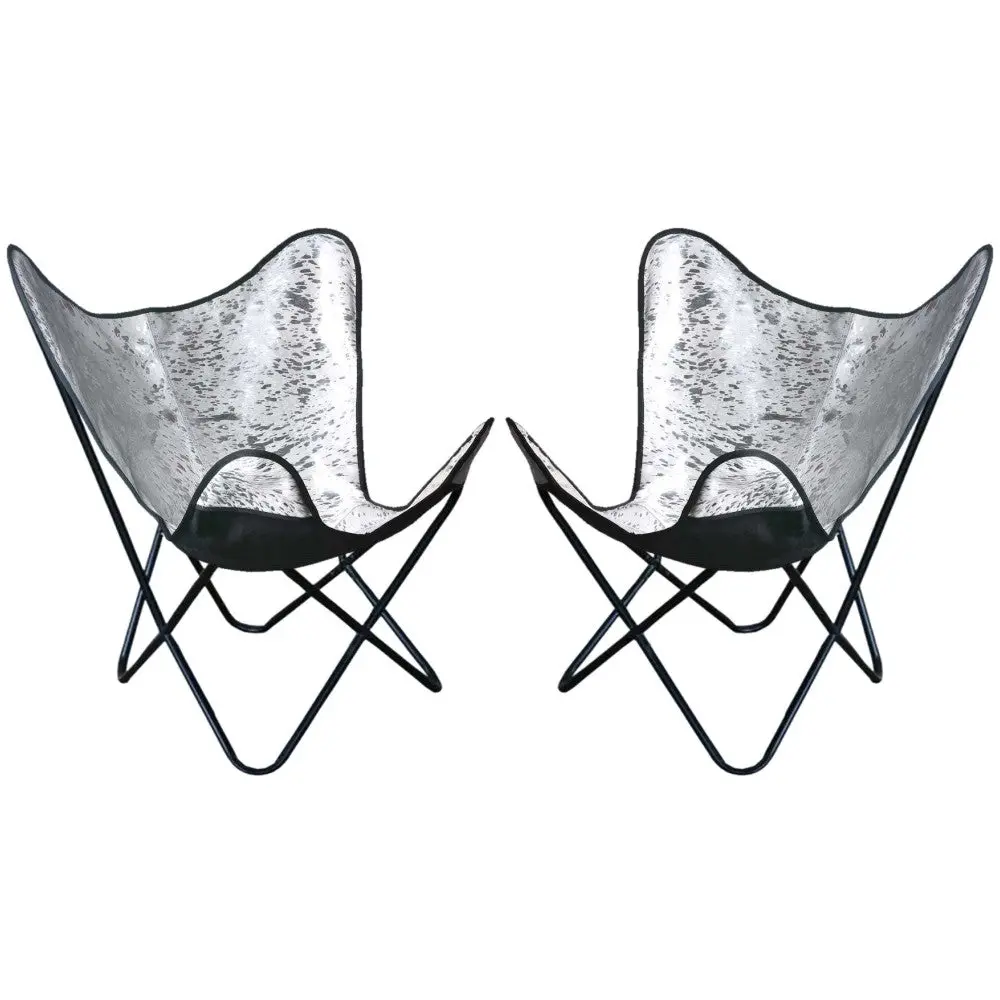 Hilason Genuine Leather Butterfly Chair Folding Lounge Modern Sling Accent Seat 1