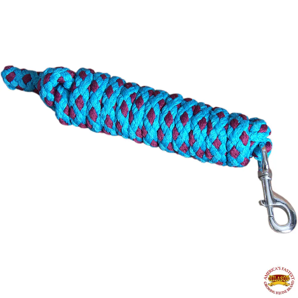 Hilason Horse Roping Lead Rope Riding Poly 1/4 In X 8 Ft Purple-Turquoise 2
