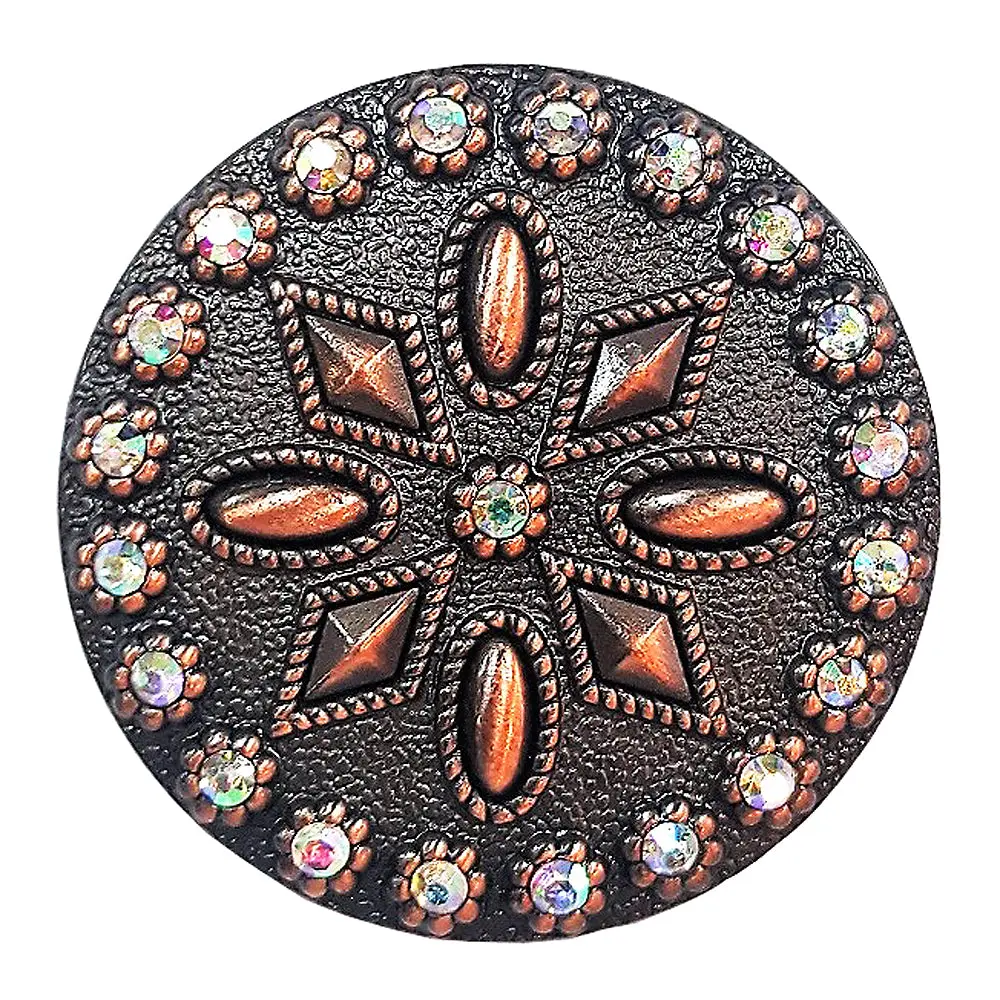 Hilason Antique Brown Shield Shaped Rhinestone Berry Concho 1.5 In 1