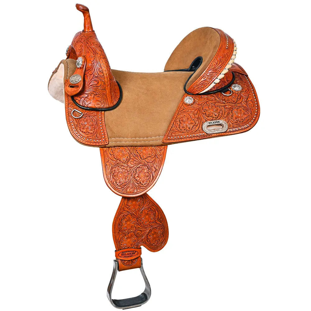 Hilason Western Horse Treeless Trail Barrel Saddle American Leather | For Horses 1