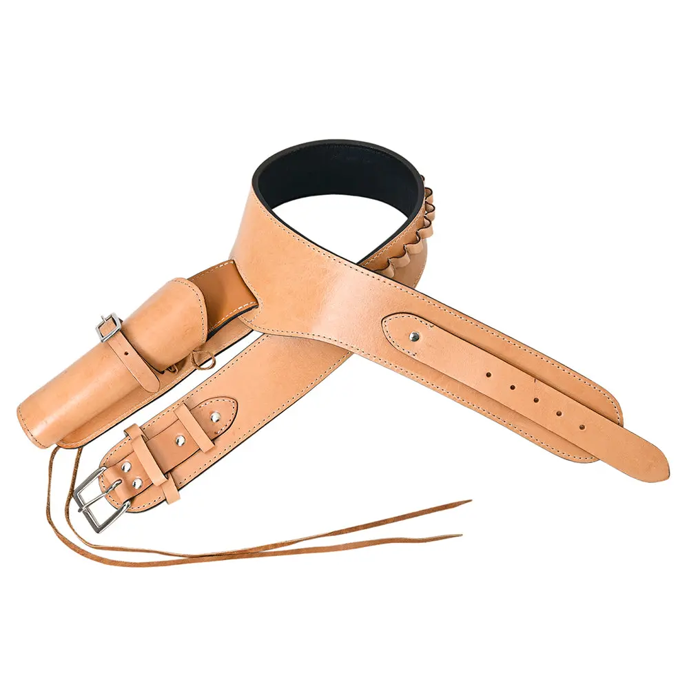 Hilason Western Right Hand Gun Holster Rig 44/45 Caliber Leather Cowboy 1