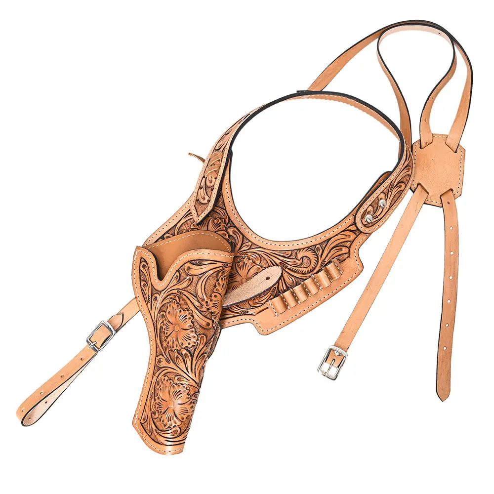 Hilason Western Leather Shoulder Rig Gun Holster 44/45 Caliber 4
