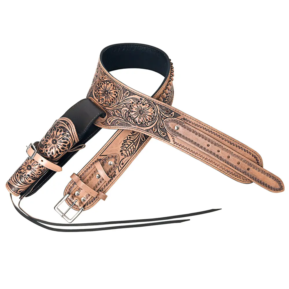 Hilason Western Right Hand Gun Holster Rig 22 Caliber Leather Cowboy | Costume Belt 1