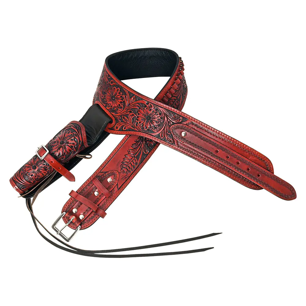 Hilason Western Right Hand Gun Holster Rig 22 Caliber Leather Cowboy | Costume Belt 1