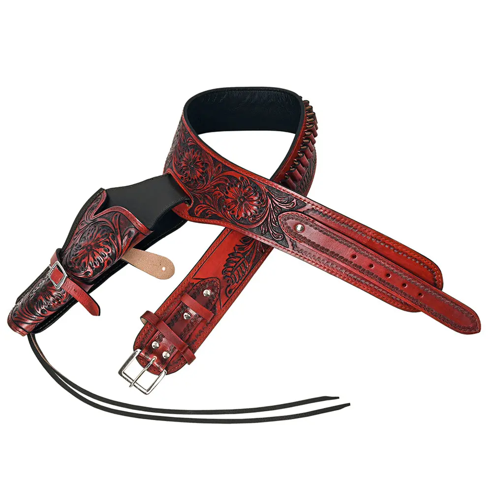 Hilason Western Leather Gun Holster Right Hand Rig 38 Cal Cowboy | Costume Belt 1