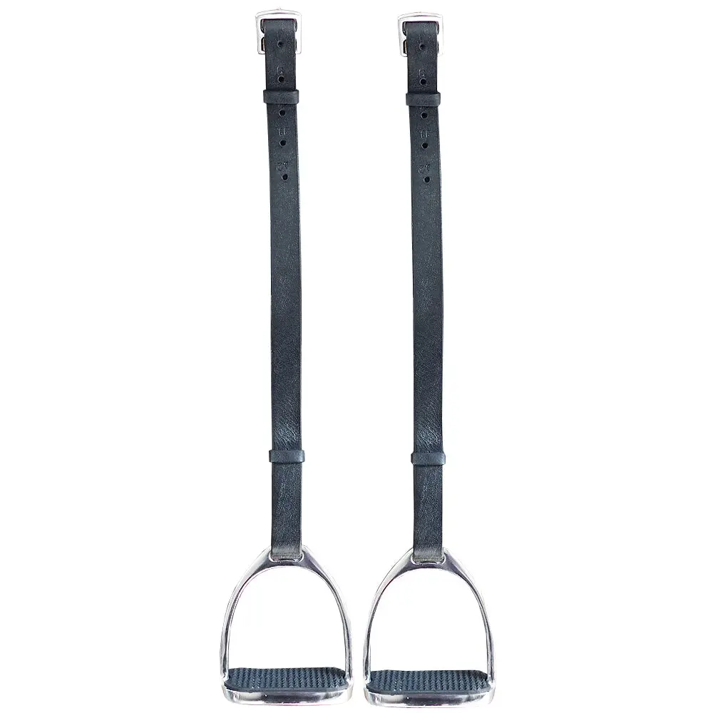 Hilason All English Saddle Leather Stirrup Black With Pair 1