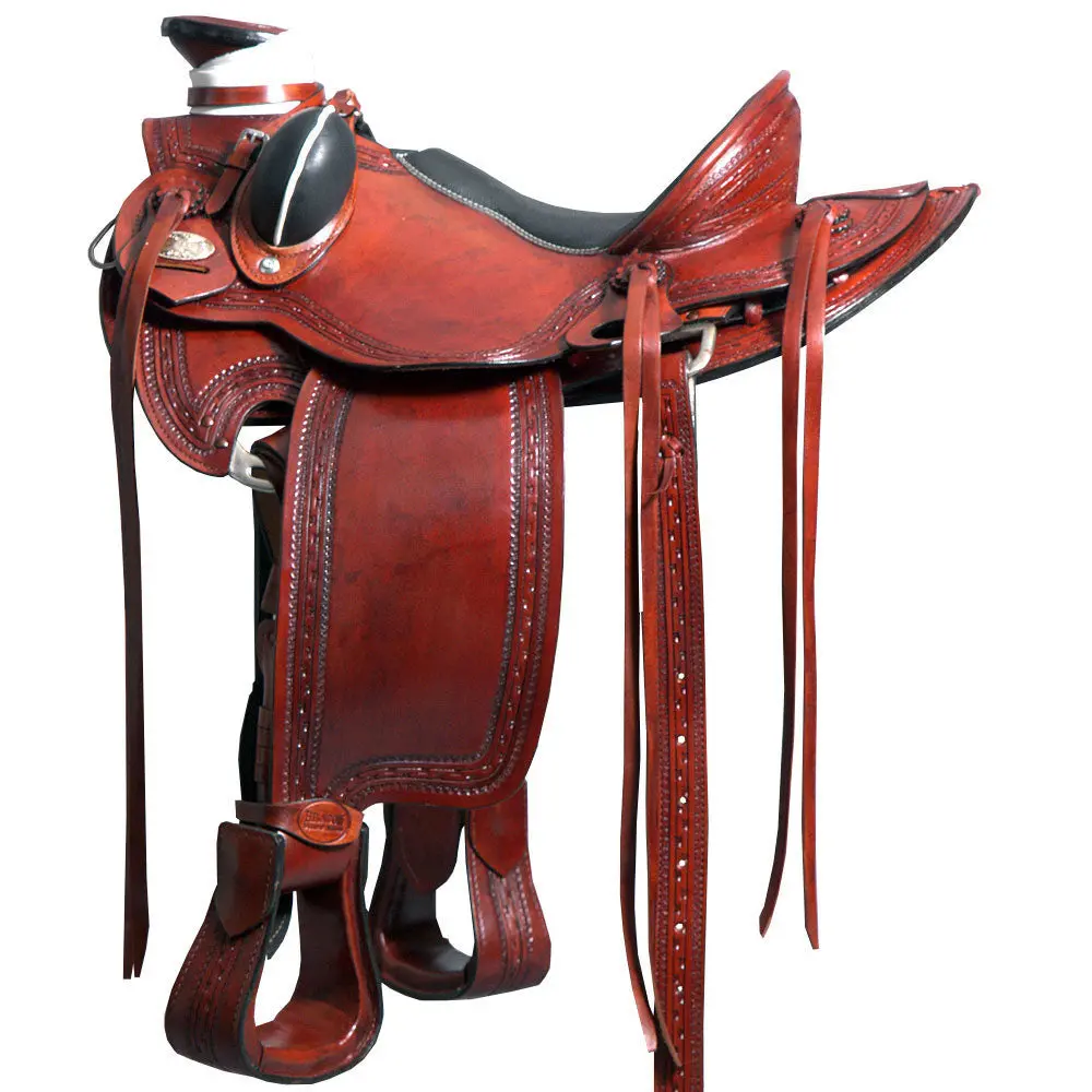 Hilason Western Horse Wade Saddle American Leather Ranch Roping Brown | Hand Tooled & For Horses 2